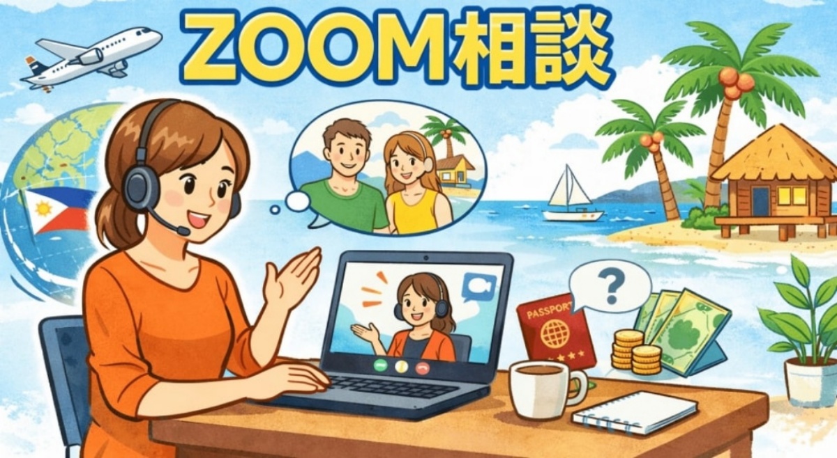 フィリピン移住のZOOM相談する女性
